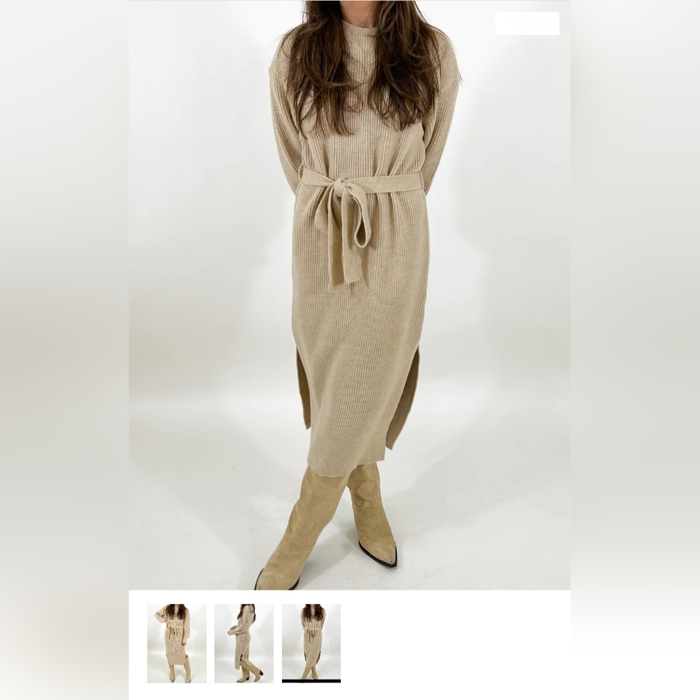 Astrid Midi Sweater Dress | Latte
